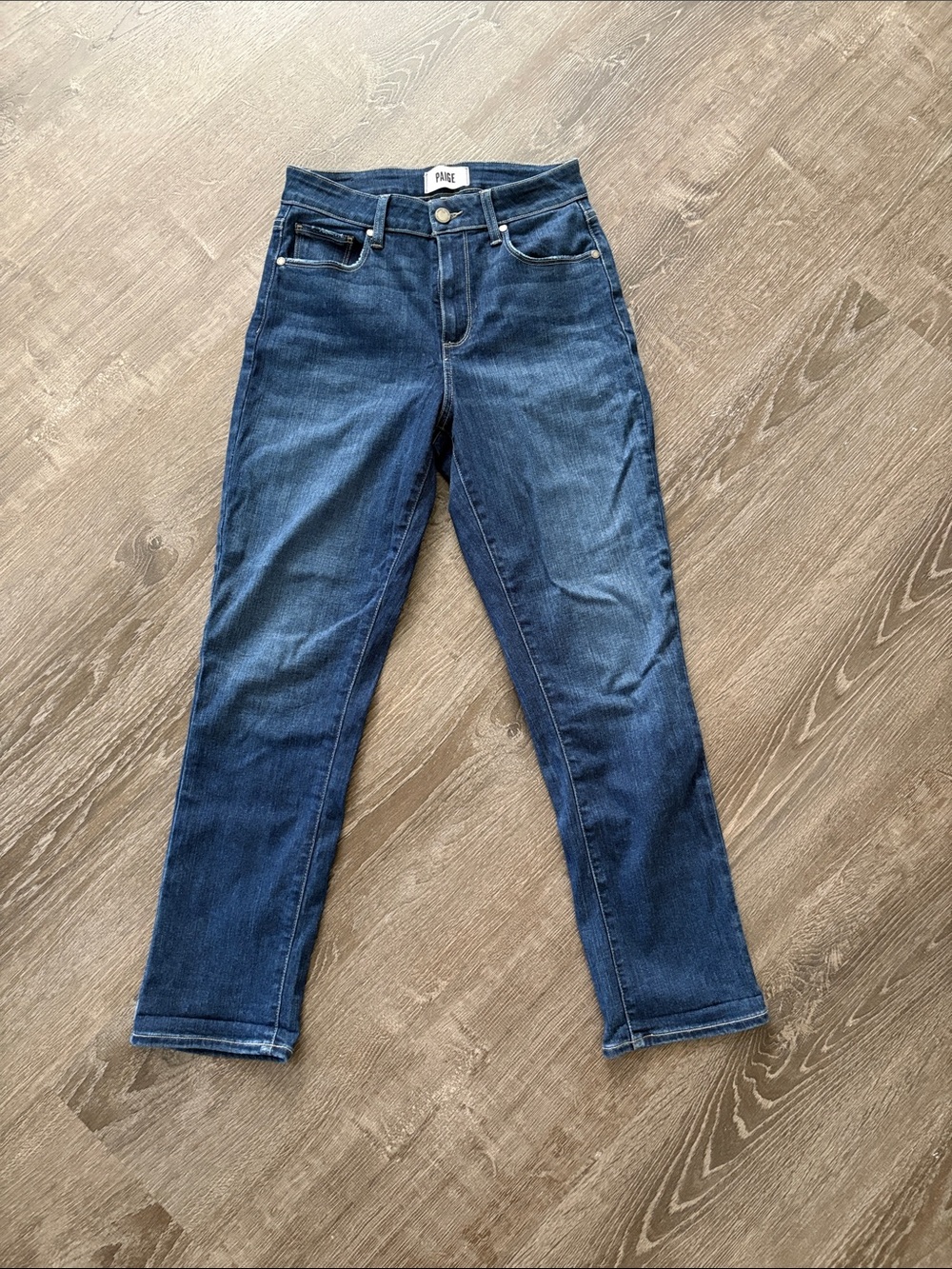 PAIGE Dark Blue Straight Leg High-Rise Jeans